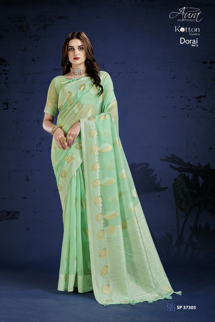Aura Cotton Vastra Dorai Vol 3 Fancy Exclusive Wear Wholesale Designer Sarees
